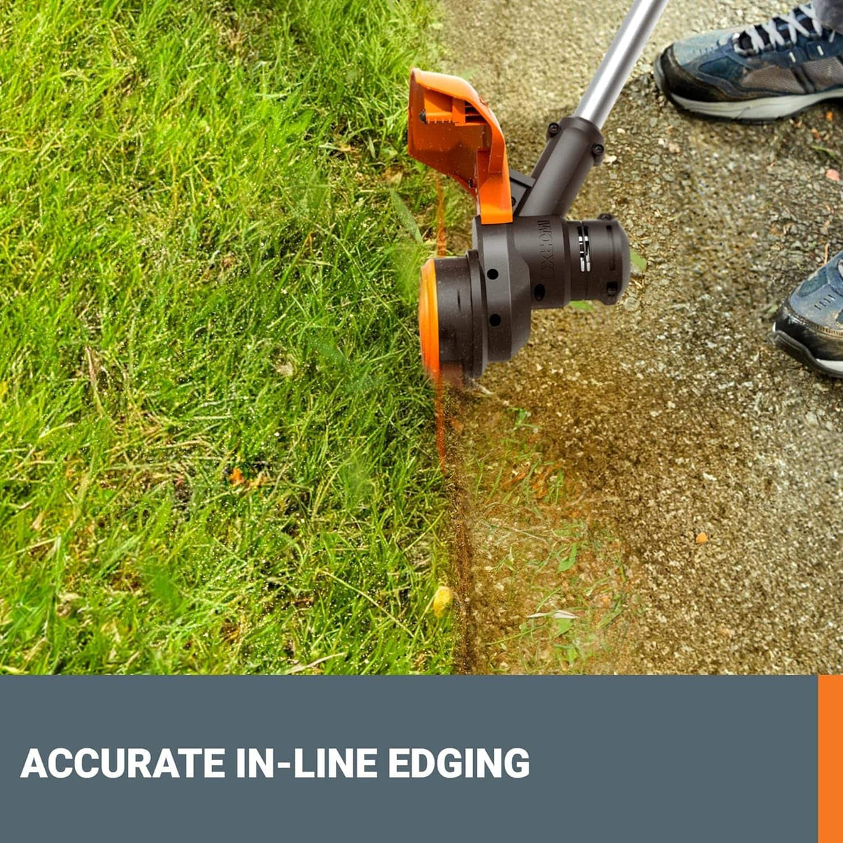 WORX - WG183 40V 13-Inch Cutting Diameter Cordless Straight Shaft Grass Trimmer (2 x 2.0 Ah Batteries & 1 x Charger) - Orange