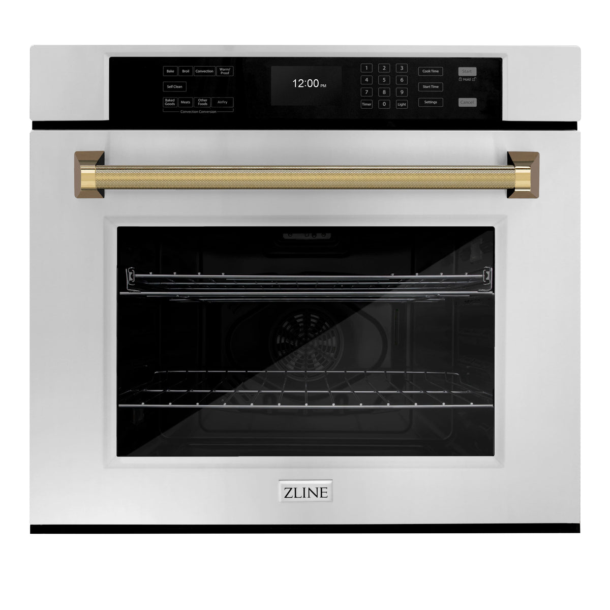 ZLINE - Autograph 30 in. True Convection Single Wall Oven & Gold Helix Handle (WASZ-30-KG) - Stainless Steel