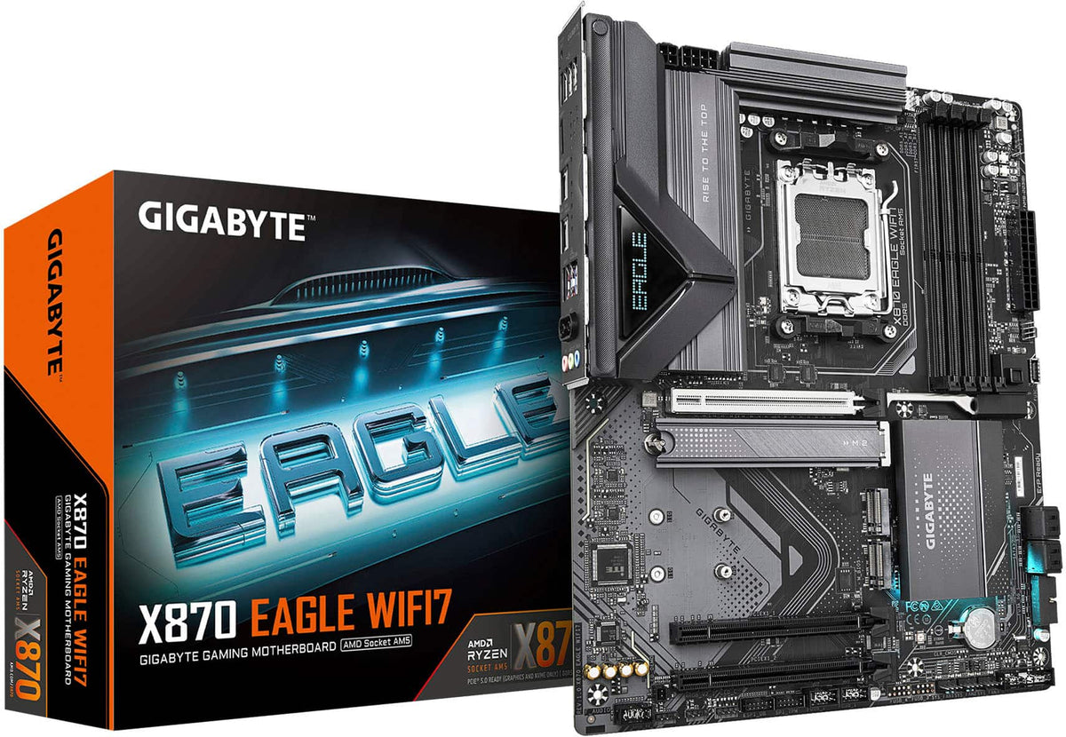 GIGABYTE - X870 EAGLE WIFI7 (Socket AM5) AMD X870 ATX DDR5 Wi-Fi 7 Motherboard - Black