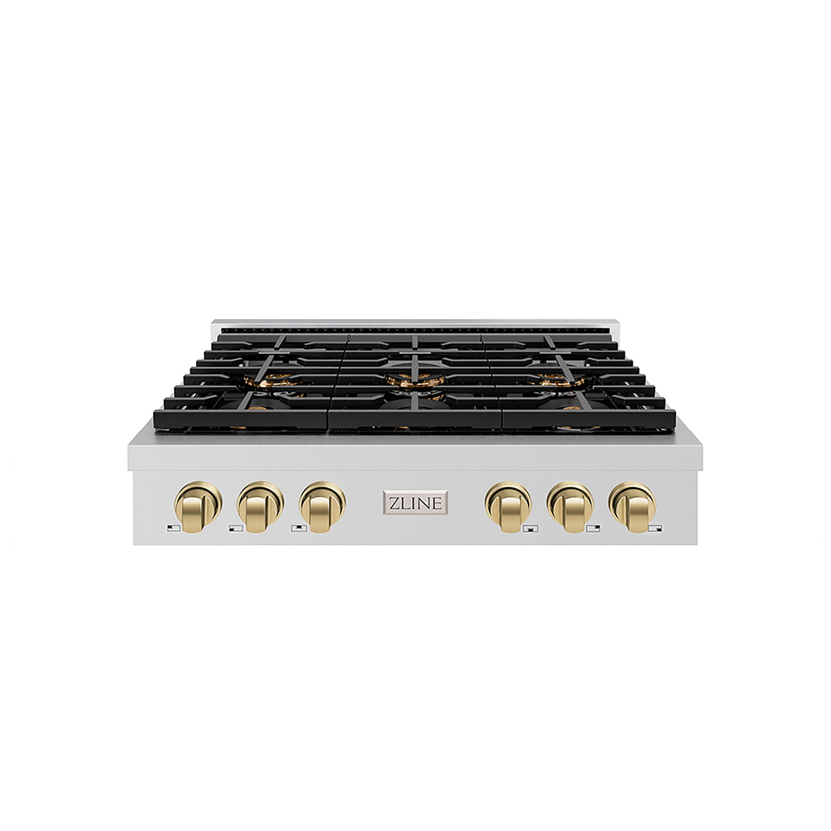 ZLINE - 36 in. Wide 6 Burner AutographParamount Rangetop with with Bronze Accents (PSRTZ-36-CB) - Stainless Steel