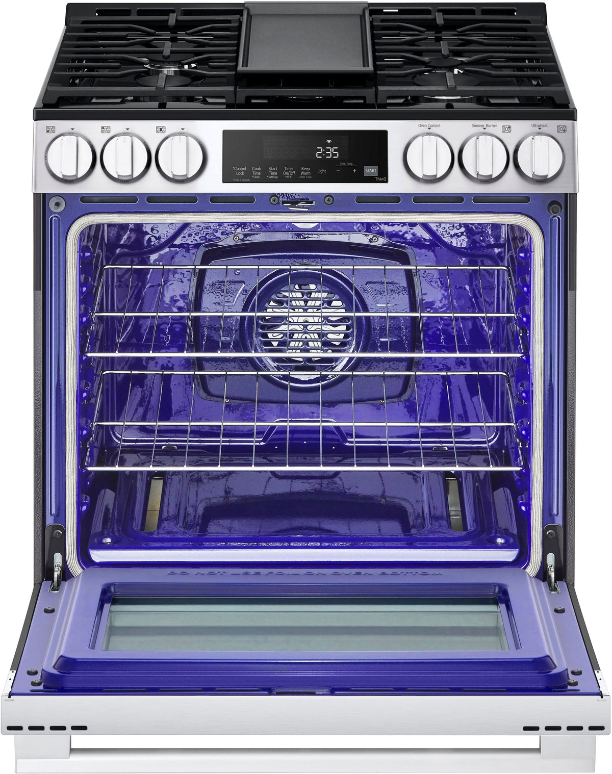 LG - 30-in Wide 5.8 Cu. Ft. Slide-In Gas True Convection Smart Range with 5 Burners, Air Fry and UltraHeat 20K Burner - Stainless Steel