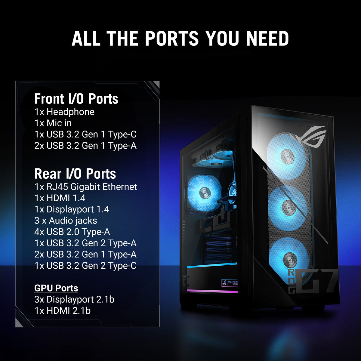 ASUS - ROG GM700 Gaming Desktop - AMD Ryzen 7 9800X3D (2024) - 32GB Memory - NVIDIA GeForce RTX 5070Ti - 2TB Storage - Black