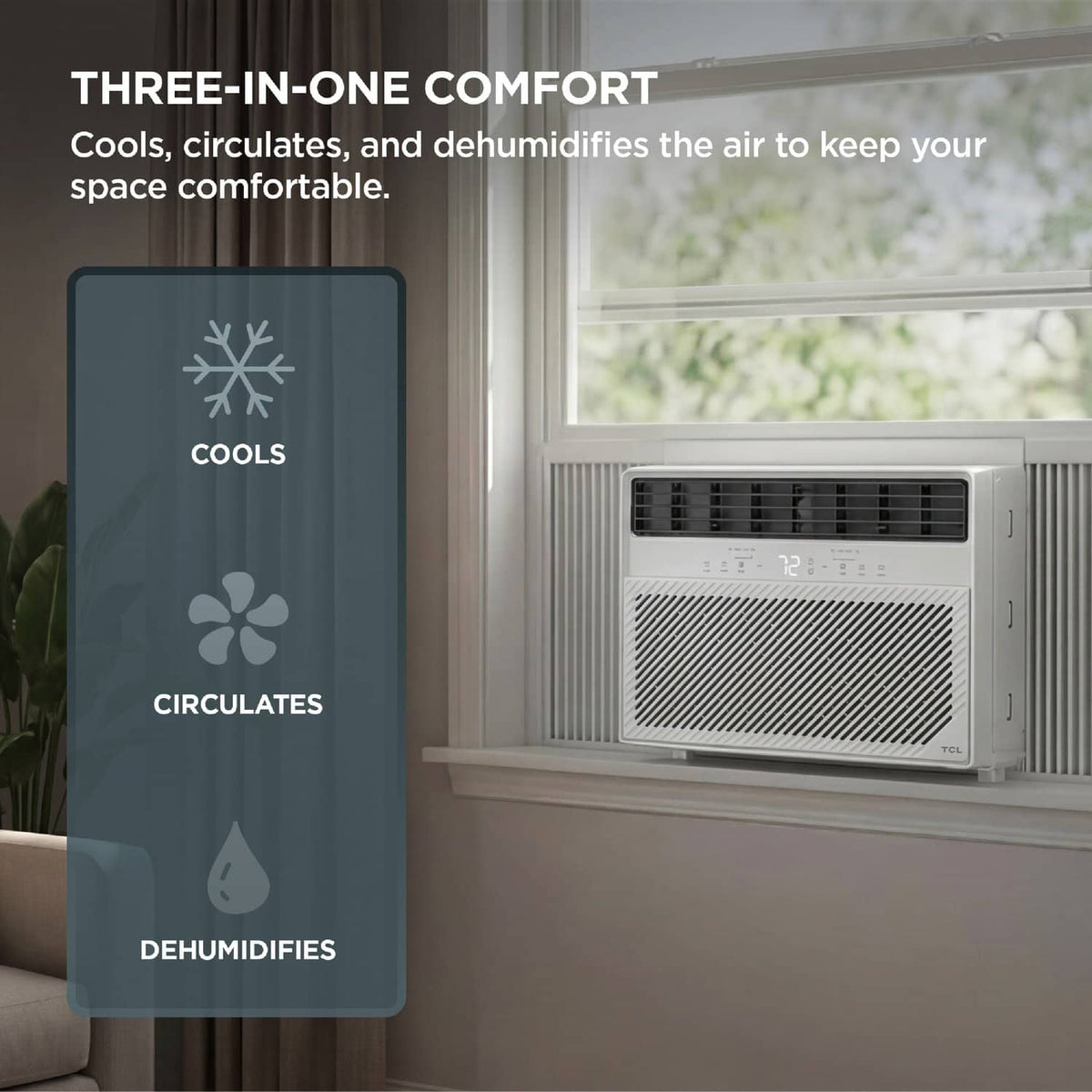 TCL - 550 Sq. Ft. 12,000 BTU Smart Window Air Conditioner, Digital, Remote Included with Remote - White