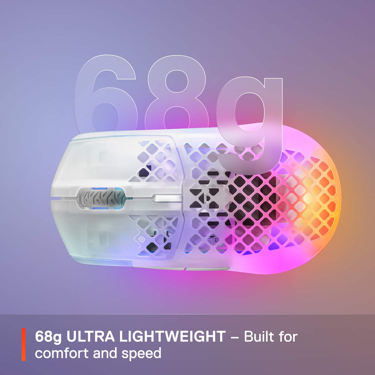 SteelSeries - Aerox 3 Super Light Honeycomb Wireless RGB Optical Gaming Mouse - Wireless - Ghost Edition