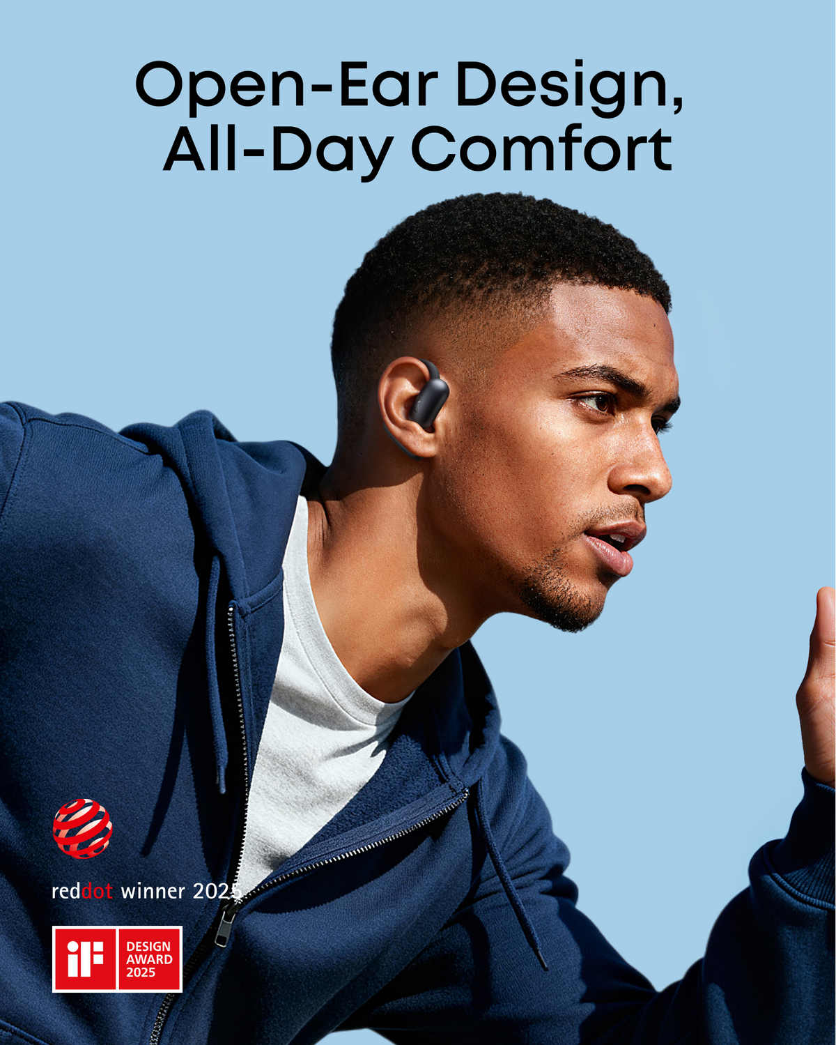 Soundcore - by Anker AeroFit 2 Open-Ear Headphones with Adjustable Ear Hooks - Black