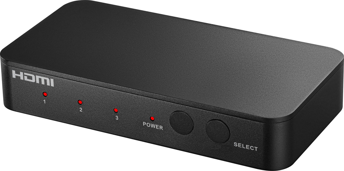 Insignia™ - HDMI 3-Port Switch with 4K HDR Inputs - Black