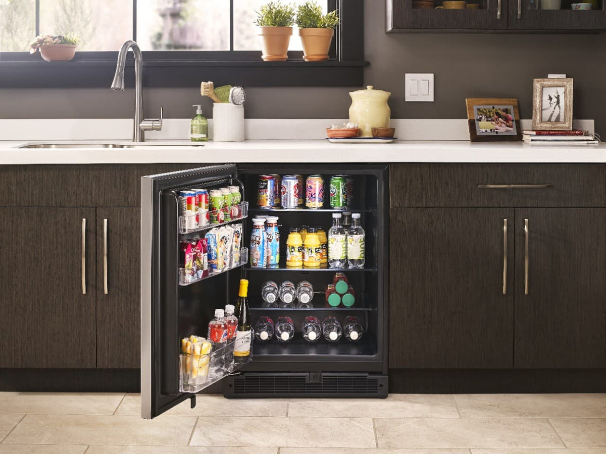 Whirlpool - 5.1 Cu. Ft. Built-In Mini Fridge - Stainless Steel