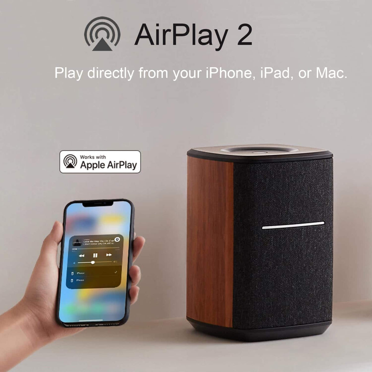 Edifier - MS50A Classic Portable Wi-Fi Speaker - Wood