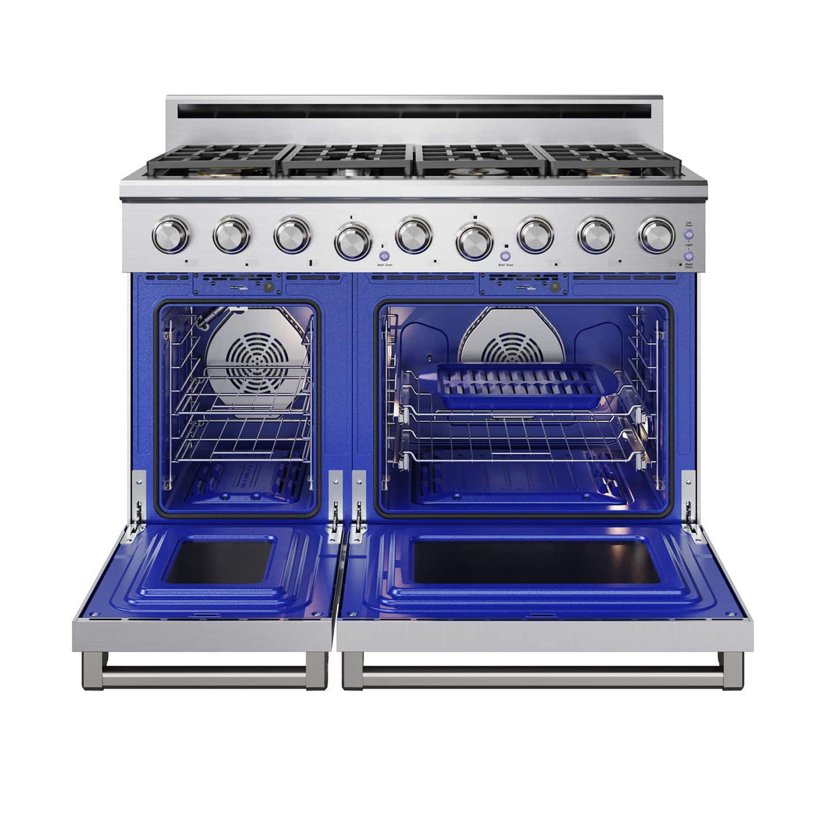 Thor Kitchen - 48 in. Wide 7 Burner 7.6 Cu Ft. Freestanding Double Oven Gas Range with Infrared Broiler - Stainless Steel