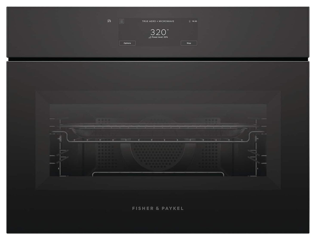 Fisher & Paykel - 24" 1.7 Cu Ft Built-in Convection Speed Oven, 6.8" Touchscreen, Handleless - Minimal (Soft - Black