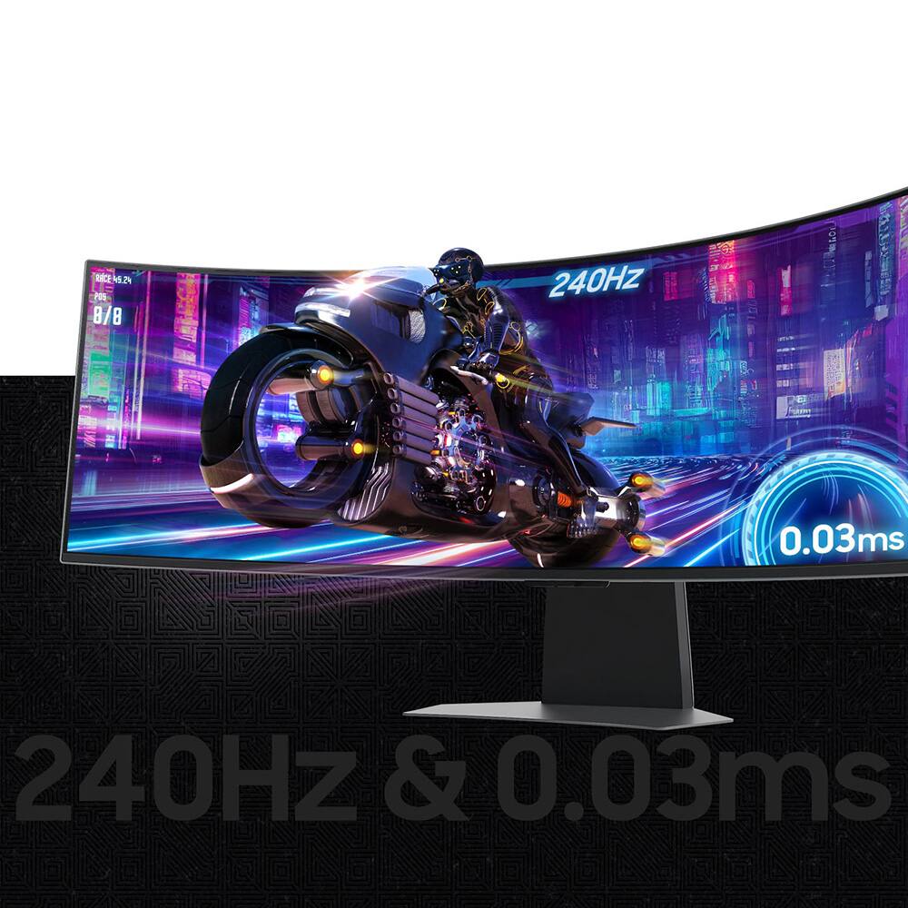 Samsung - 49" Odyssey OLED G9 Curved Dual-QHD 240Hz FreeSync Prem Pro and G-Sync Compatible Smart Glare Free Gaming Monitor - Silver
