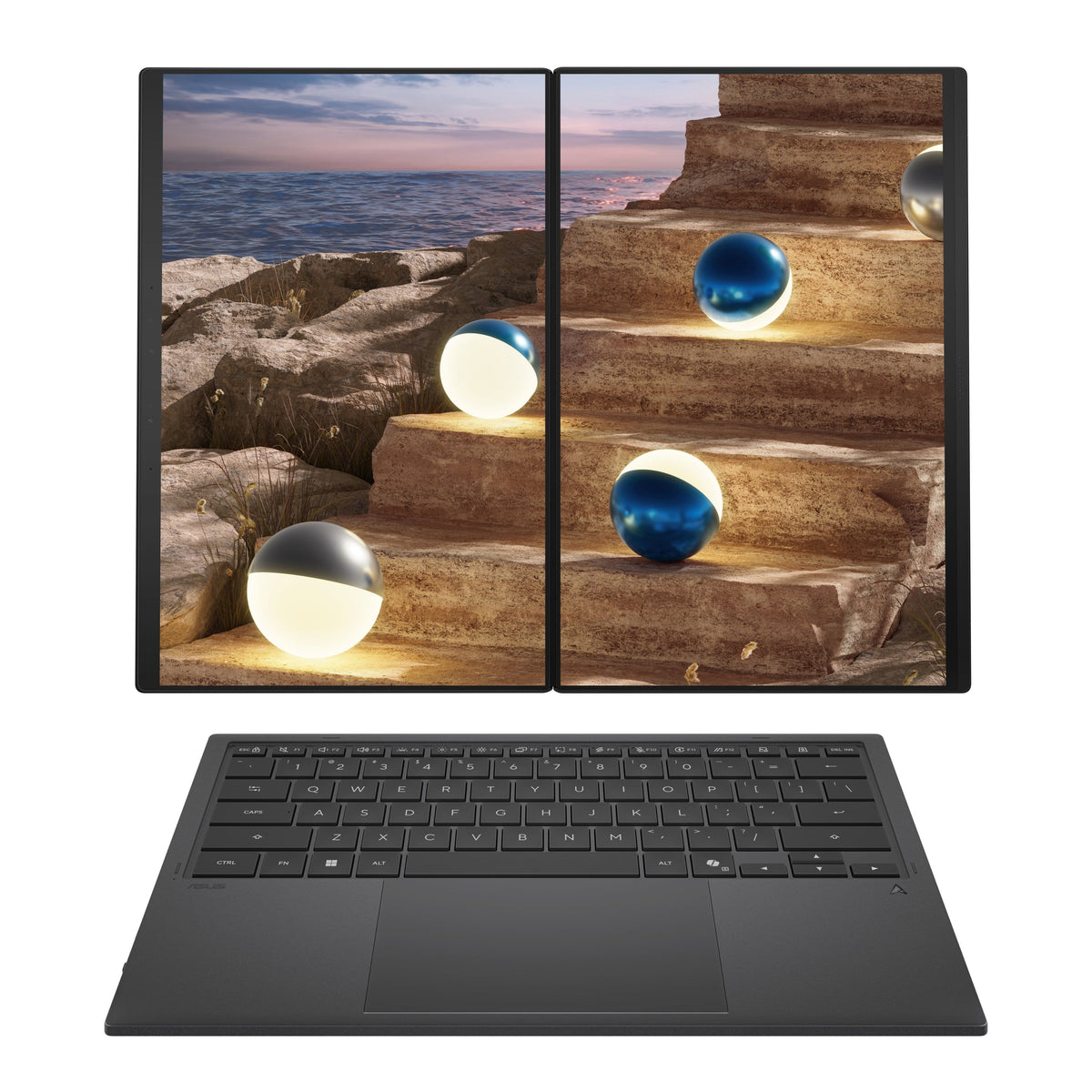 ASUS - Zenbook Duo Dual 14" 3K OLED Touch Laptop - Intel Core Ultra 9 386H - 32GB Memory - 1TB SSD - Moher Gray