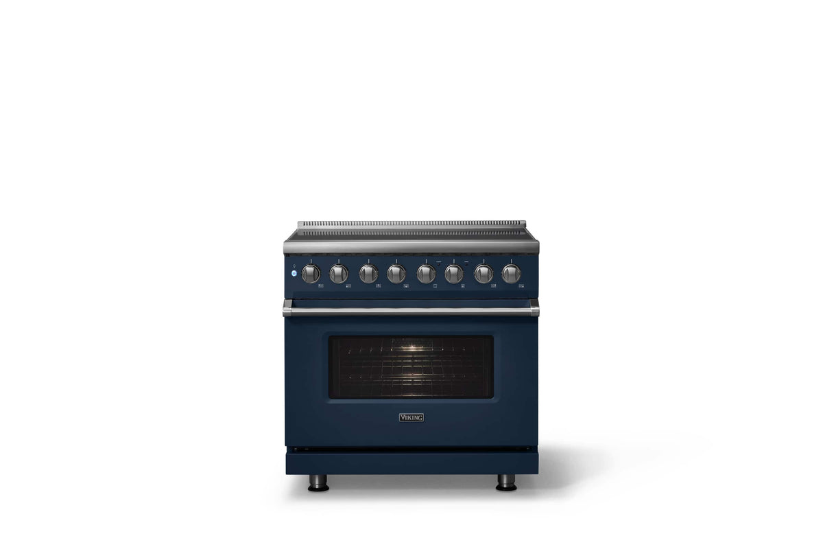 Viking - 36 in. Wide 6 Elements Pro 5 Series 5.6 Cu. Ft. Freestanding Induction Convection Range - Slate Blue