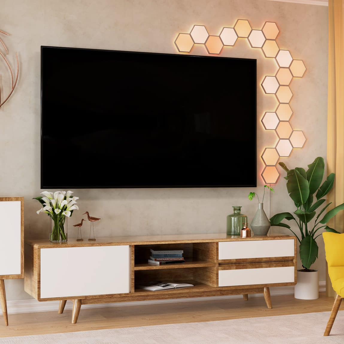 Cync - Dynamic Effects Smart Hexagon Panel Light Extension Pack (5 Pack) - Color Changing - Full Color
