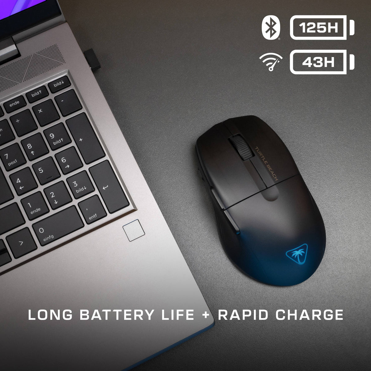 Turtle Beach - Pure Air Ultra-Light Wireless Ergonomic RGB Gaming Mouse with 26K DPI Optical Sensor & 125 hour Battery - Wireless - Black