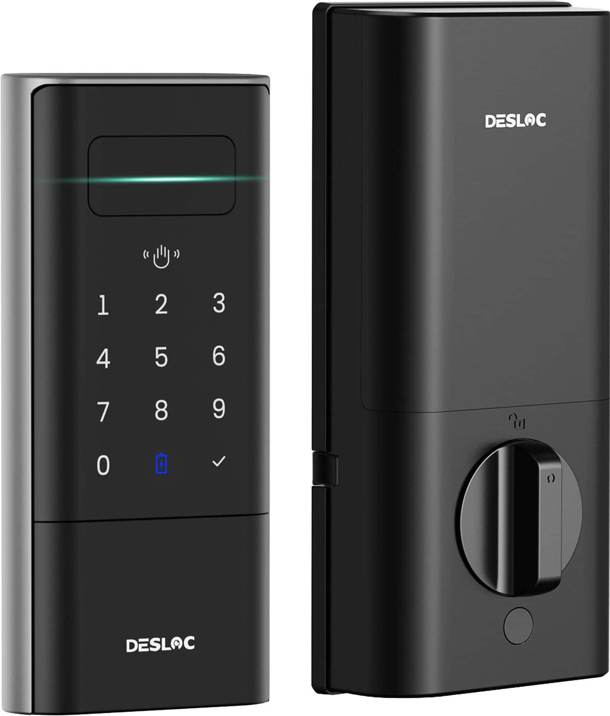 DESLOC - K140 Plus Smart Lock with 10,000mAh Battery Wi-Fi Replacement Deadbolt with Palm Vein Recognition and Auto Lock - Black