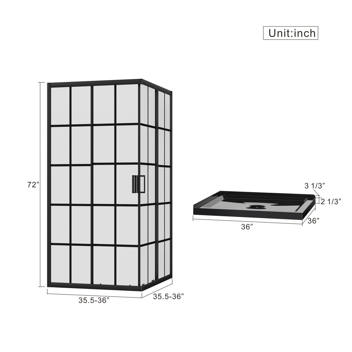 Corner Shower Enclosure Double Sliding Door & Shower Base