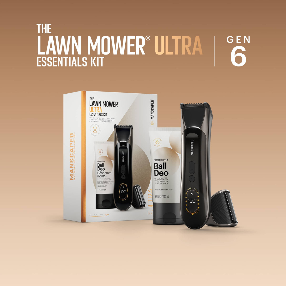 Manscaped - The Lawn Mower 6.0 Ultra Hair Trimmer Essentials Kit - Black