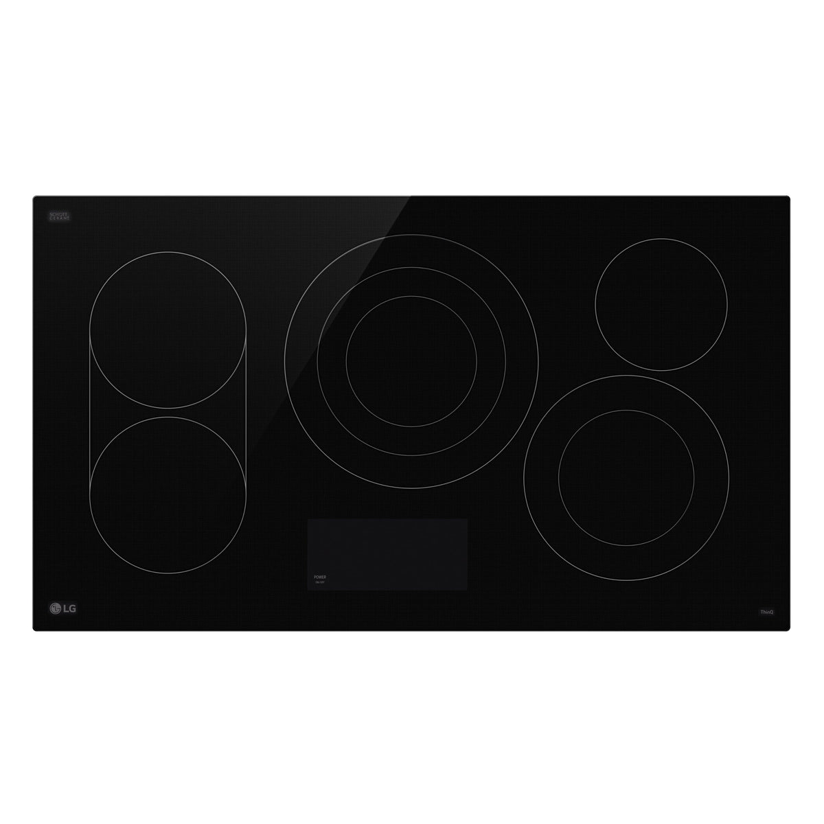 LG - 36-in Wide Built-In Electric Smart Cooktop with 5 Elements, Backlit SmoothTouch Glass Controls and 3.6kW Triple Element - Black
