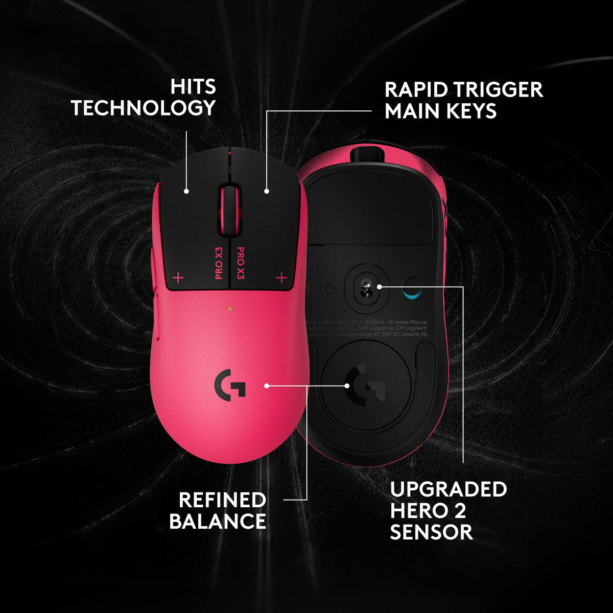 Logitech - G PRO X3 SUPERSTRIKE Wireless Gaming Mouse, Ultra-Lightweight with Programmable Buttons for PC, Mac - Wireless - Pink Magenta