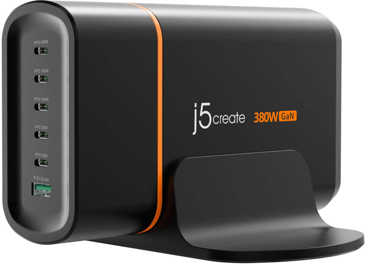 j5create - 380W GaN USB-C® 6-Port Charger - Black