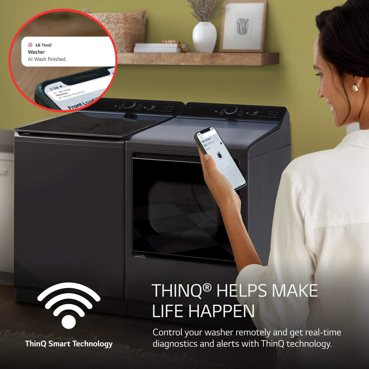 LG - 5.3 Cu. Ft. High Efficiency Smart Top Load Washer with TurboWash3D Technology - Matte Black