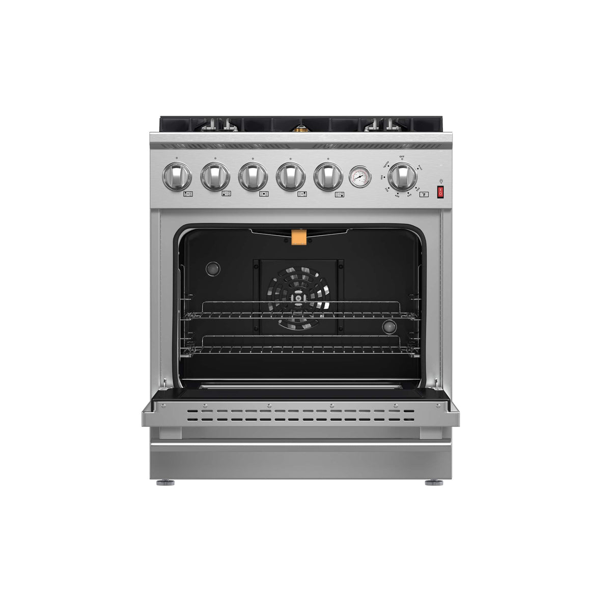 Forno Appliances - 30 in. Wide 5 Burner Giovanni 4.32 Cu. Ft. Freestanding Gas Convection Range with Reversible Griddle - Silver