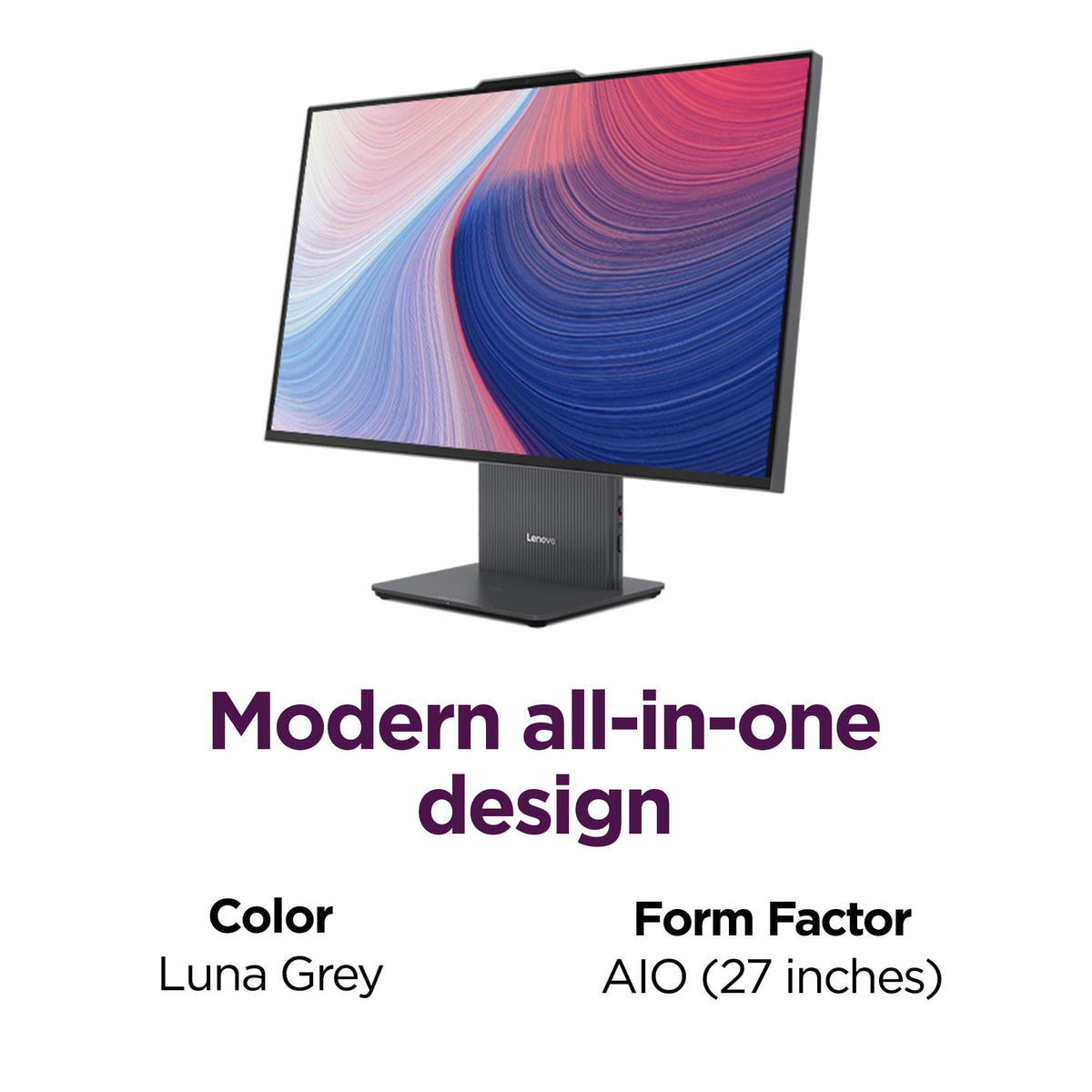 Lenovo - IdeaCentre AIO 27" 2K IPS LCD Touch-Screen All-In-One - Core Ultra 7 Processor 355 2026 - 16GB Memory - 1TB Storage - Luna Grey