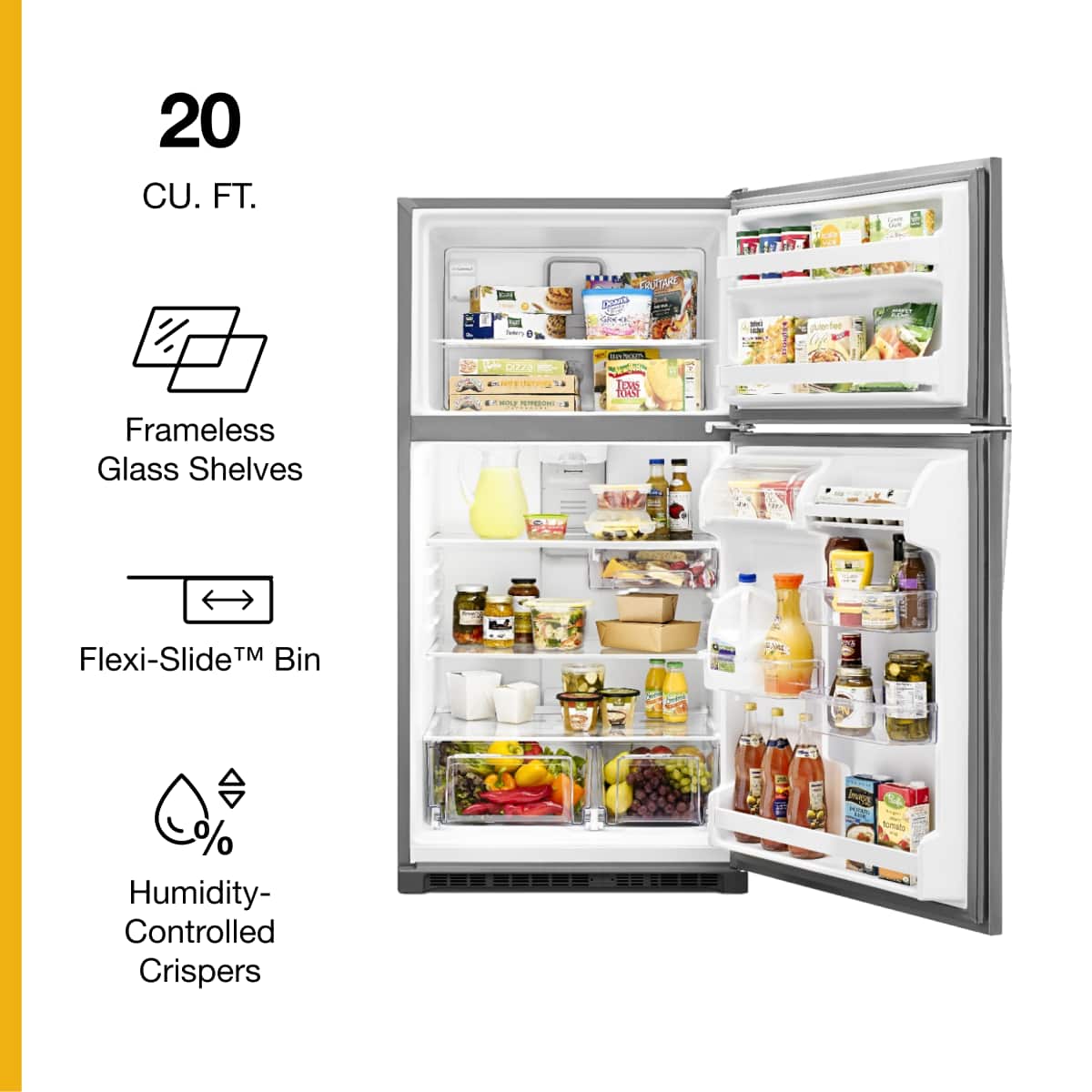 Whirlpool - 20.5 Cu. Ft. Top-Freezer Refrigerator - Fingerprint Resistant - Stainless Steel