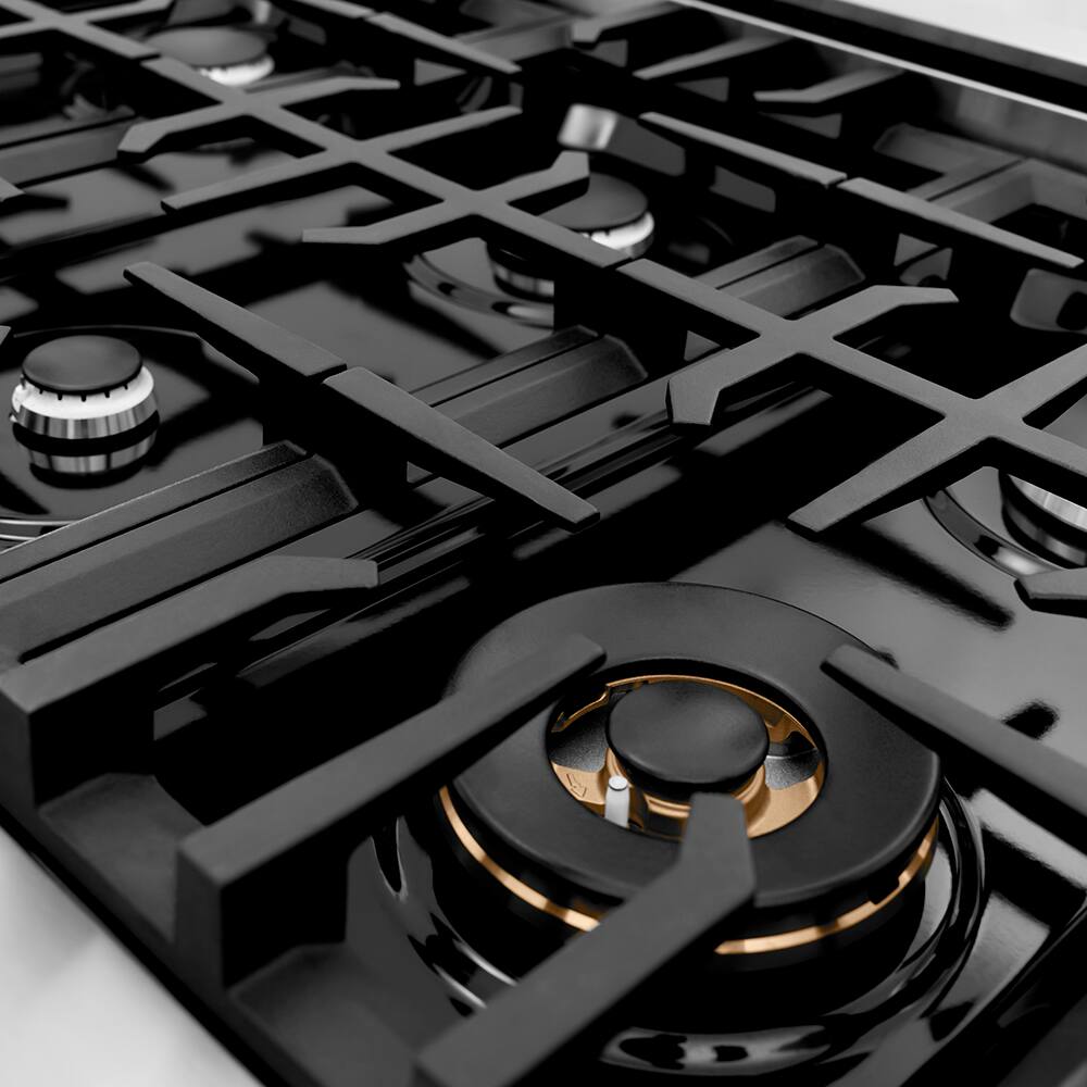 ZLINE - 48 in. Wide 7 Burner Classic Gas Rangetop withPorcelain Cooktop in Stainless Steel - Black