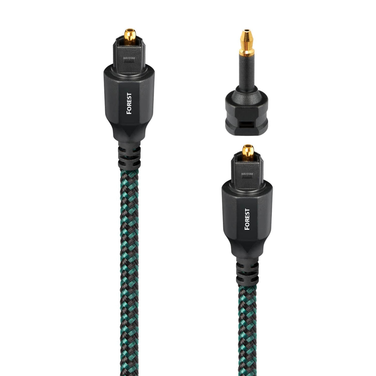 AudioQuest - Forest Optical 4.9' Digital Toslink Fiber-Optic Cable + Mini-Adaptor with Toslink to Toslink Connectors - Green on Black