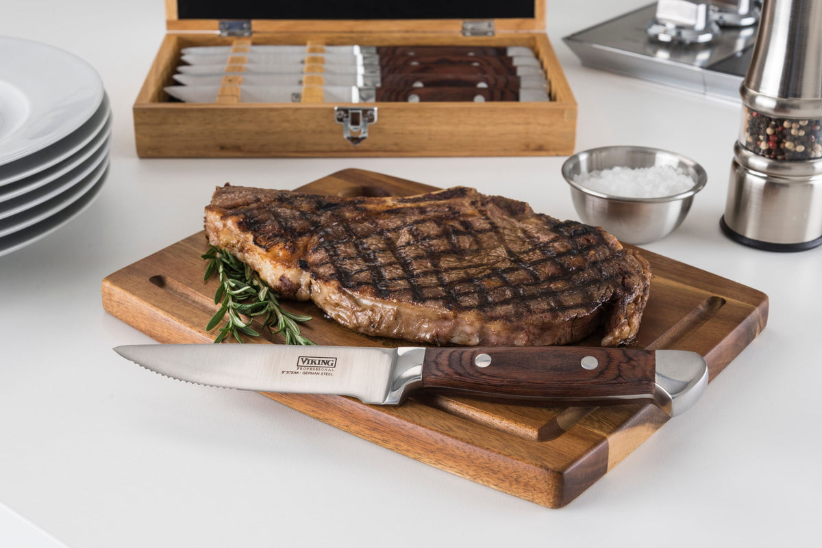 Viking - Pakkawood 6 Pc Steak Knife Set, with Box - Red
