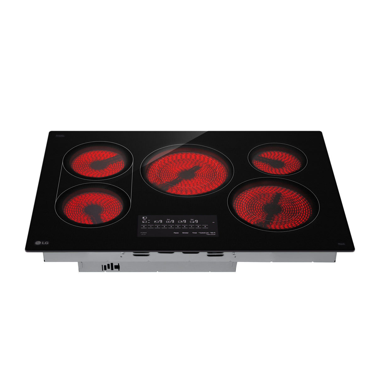 LG - 30-in Wide Built-In Electric Smart Cooktop with 5 Elements, Backlit SmoothTouch Glass Controls and 3.2kW Dual Element - Black