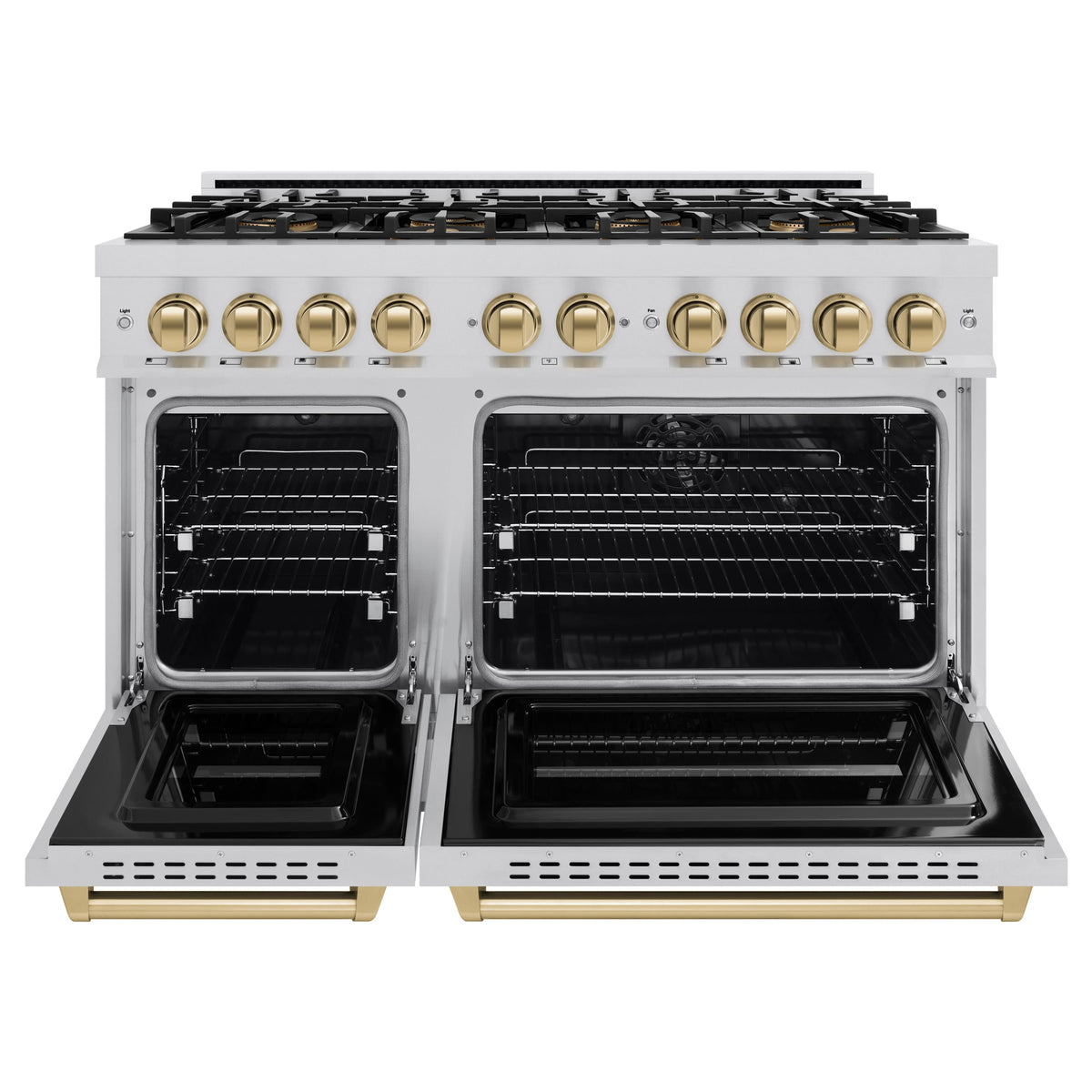 ZLINE - Autograph 48 in. 6.7 cu. ft. Classic Freestanding DuoPro Dual Fuel Range with Convection Oven & Bronze Accents - Satin Stainless Steel