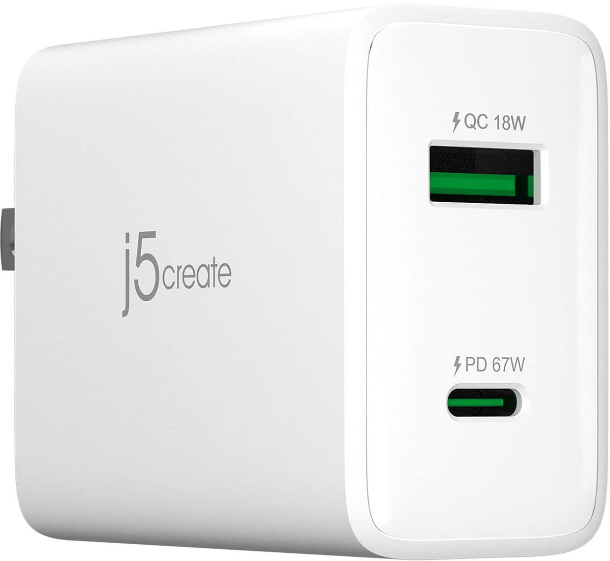 j5create - 67W GaN USB-C® 2-Port Charger - White