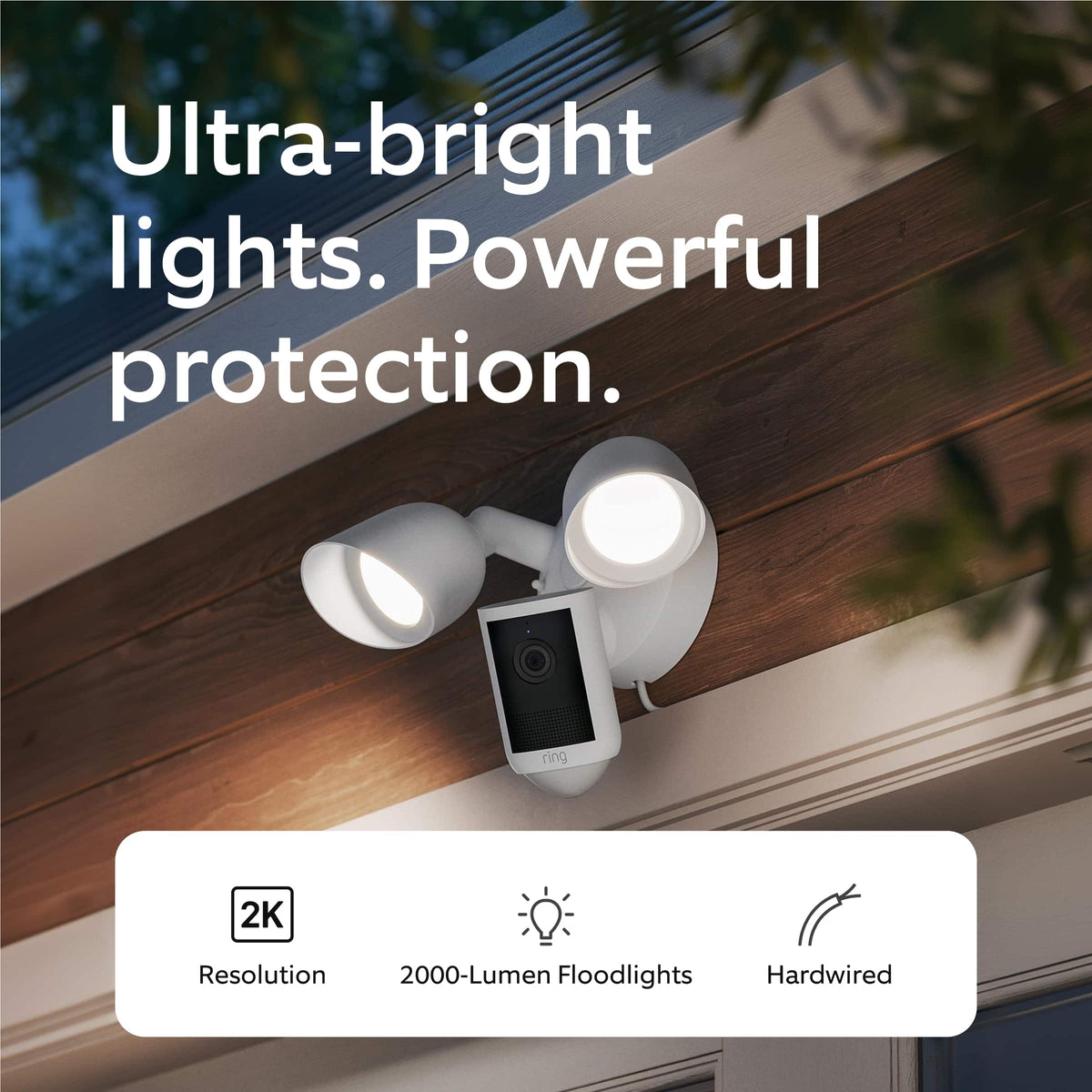 Ring - Floodlight Cam, Wired (newest model) — Wide-Angle Retinal 2K Video, 6x Enhanced Zoom, Ultra-Bright Floodlights - Black