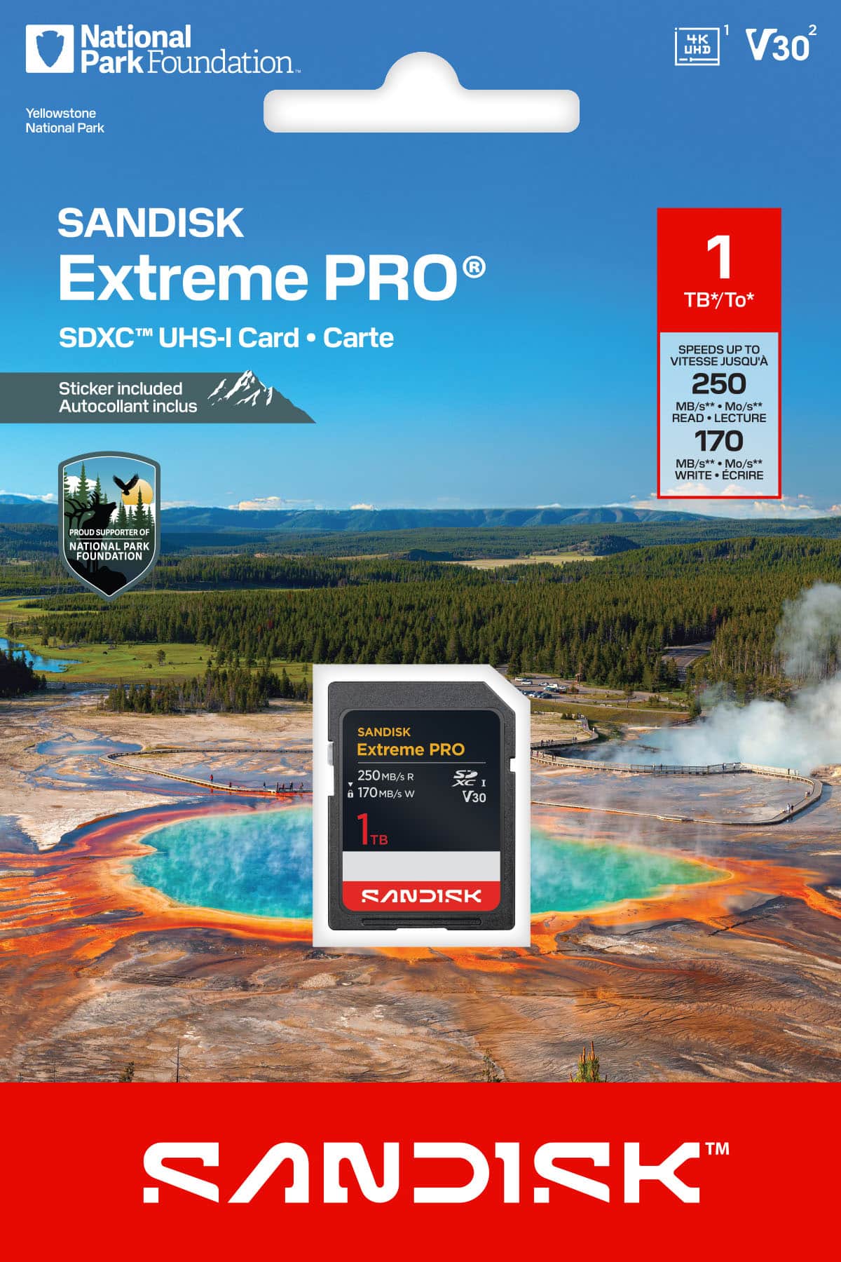 SANDISK - 1TB Extreme PRO SDXC UHS-I Memory Card: National Park Foundation Edition, R/W up to 250/170MB/s
