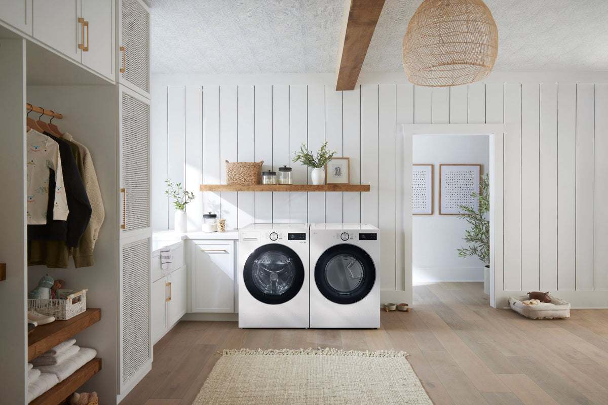 LG - 5.0 Cu. Ft. High-Efficiency Stackable Smart Front Load Washer with Steam and TurboWash 360° - Alpine White