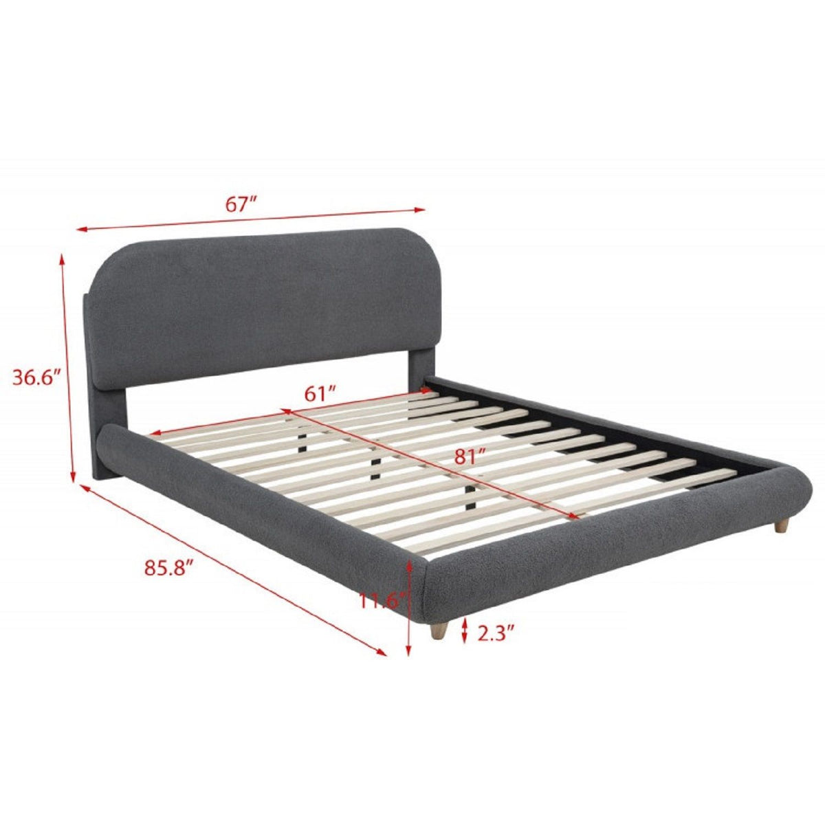 Cama de plataforma contemporánea de perfil bajo