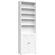 Estantería alta de 5 niveles con puerta, estante de almacenamiento ajustable profundo - Blanco