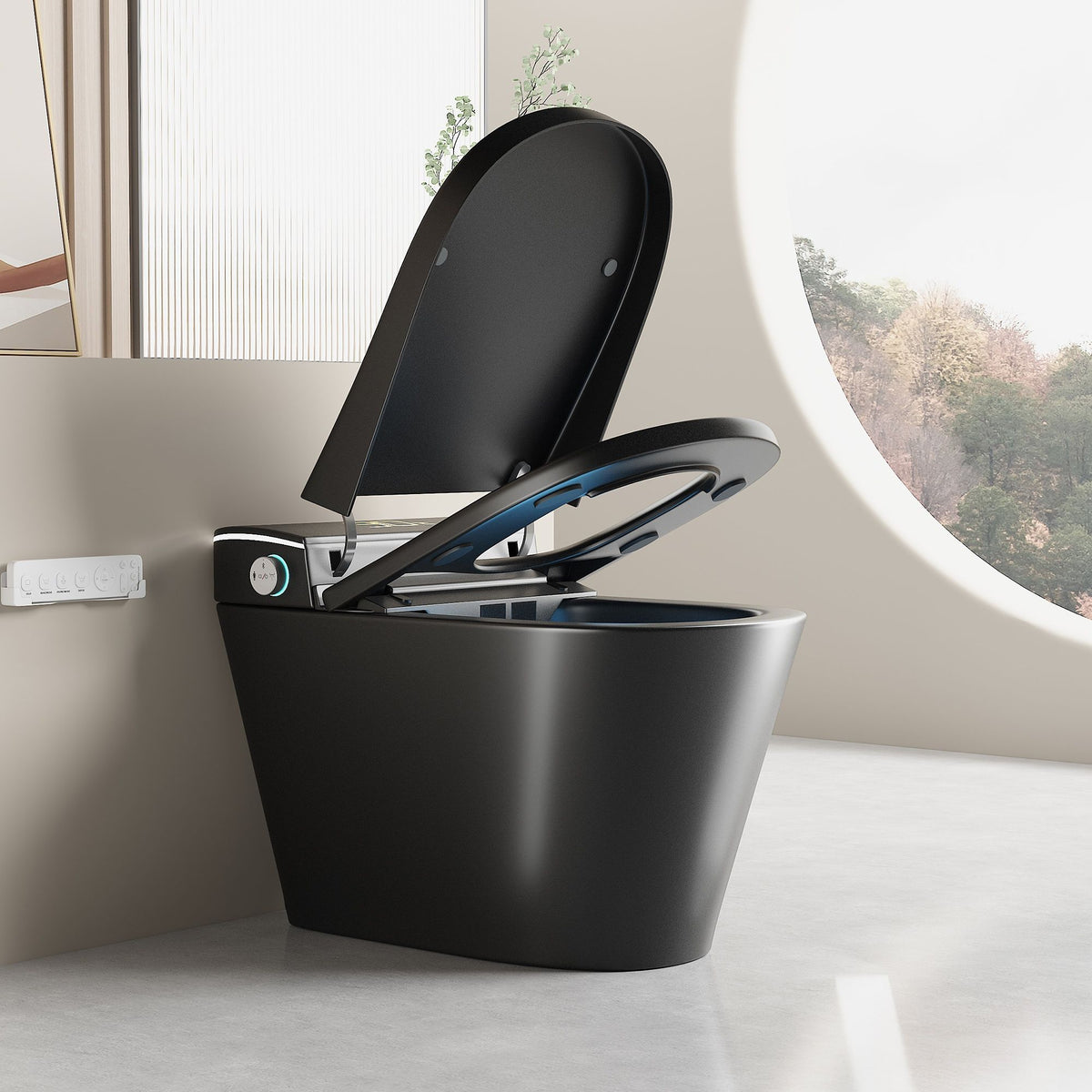 Inodoro inteligente con bidé con asiento de apertura/cierre automático, lavado con agua tibia, asiento con calefacción y control remoto inalámbrico