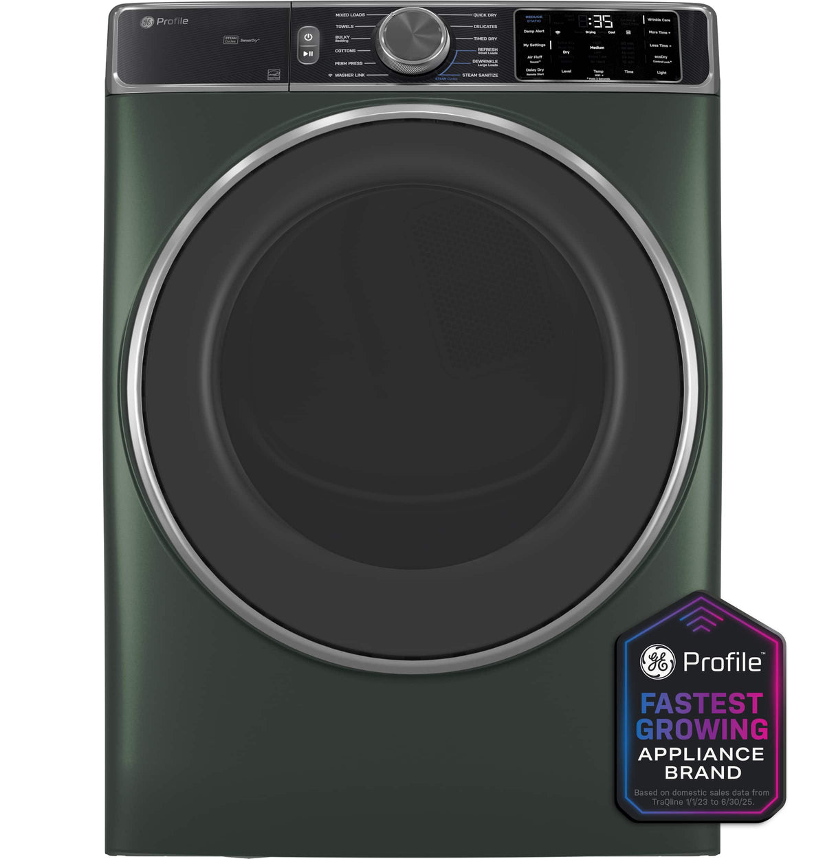 GE Profile - 7.8 Cu. Ft. Stackable Smart Gas Dryer with Steam and Sanitize Cycle - Jade Green