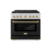 36 in. Wide 6 Burner ZLINE Autograph Paramount Dual Fuel Range and Bronze Accents (SDRZ-BLM-36-CB) - White