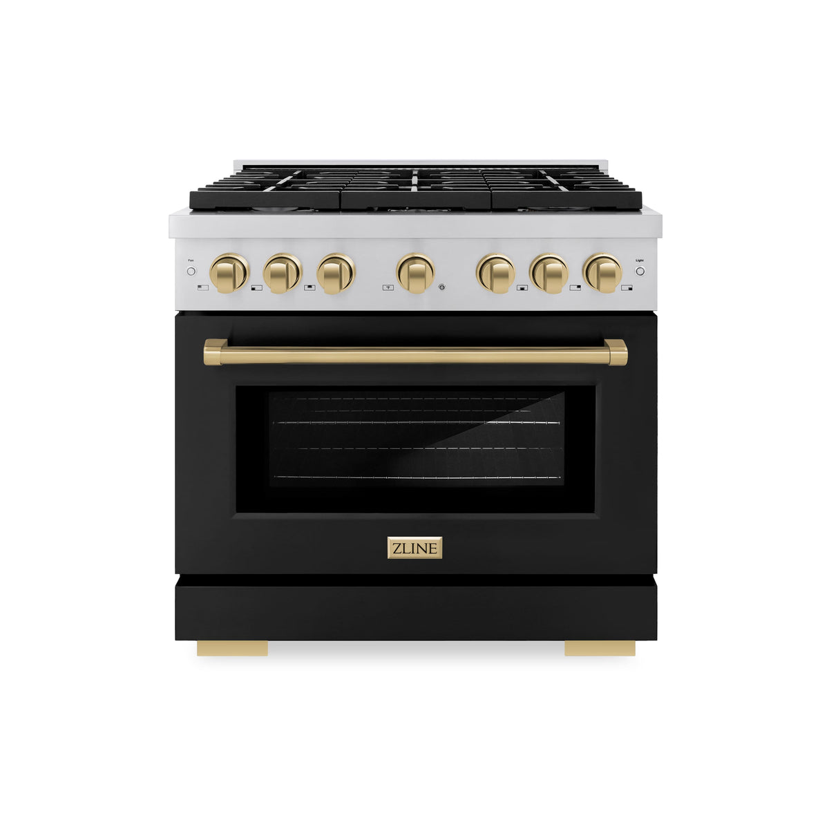 36 in. Wide 6 Burner ZLINE Autograph Paramount Dual Fuel Range and Bronze Accents (SDRZ-BLM-36-CB) - White