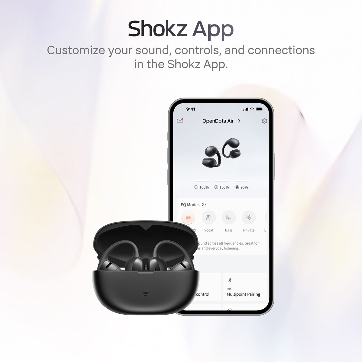 Shokz - OpenDots Air Open-Ear Clip-On True Wireless Bluetooth Earbuds - Black
