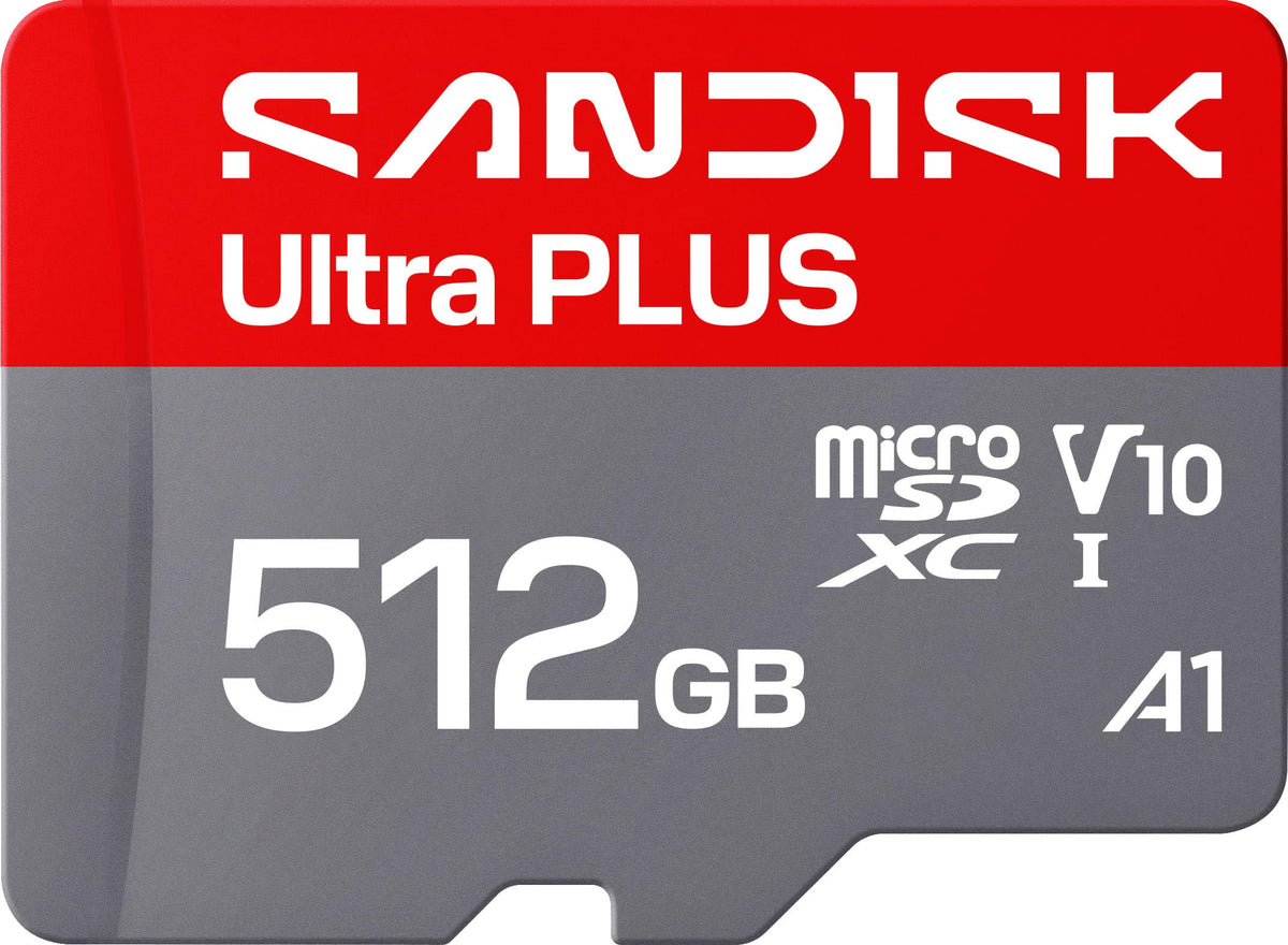 SANDISK - 512GB Ultra PLUS microSD UHS-I Memory Card, Read Speeds up to 200MB/s