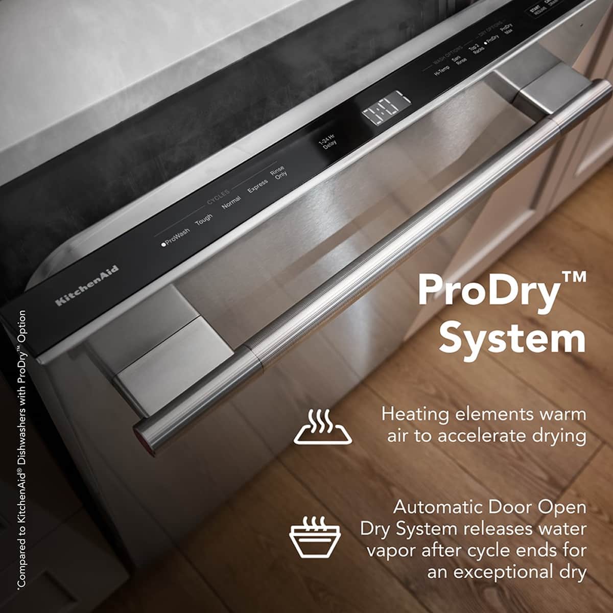 KitchenAid - 24 inch Front Control Built-In Tub Dishwasher with Third Level Utensil Rack and 47 dBA - Stainless Steel