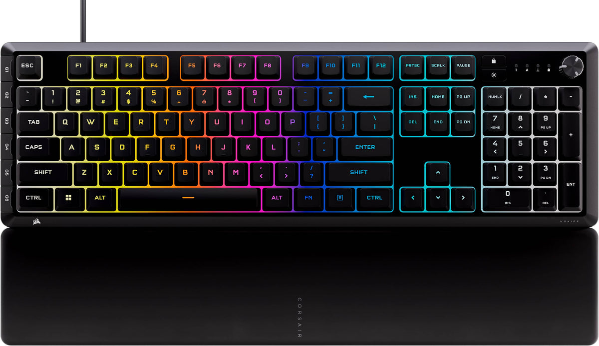 CORSAIR - SKIFF 100 PLUS Gaming Keyboard – 10-Zone RGB – 100% - Rotary Dial - Quiet, Responsive Switches – IP53 - Black