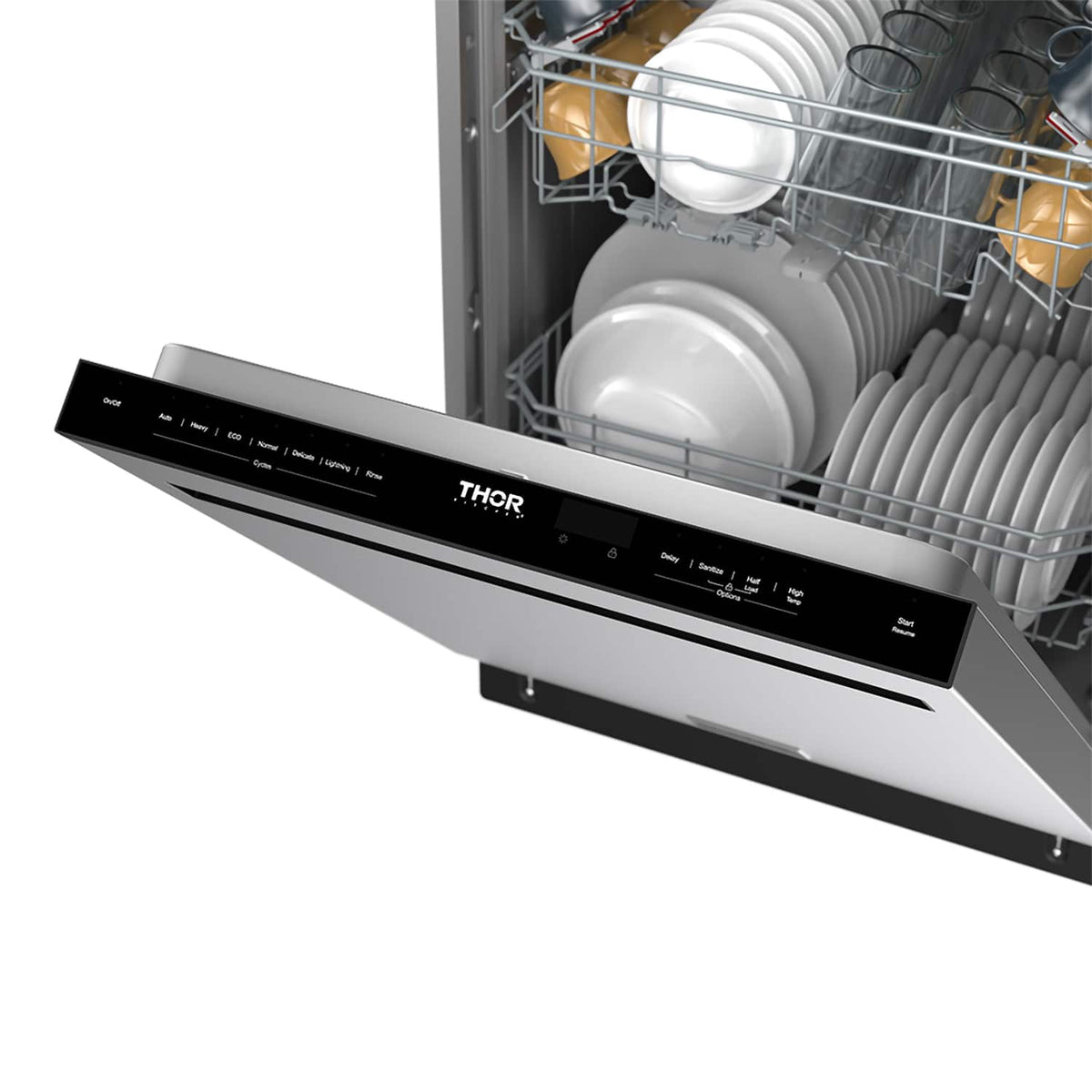 Thor Kitchen - 24" Top Control Built-In Dishwasher Stainless Steel Tub with Pocket Handle, 51 dBA - Stainless Steel