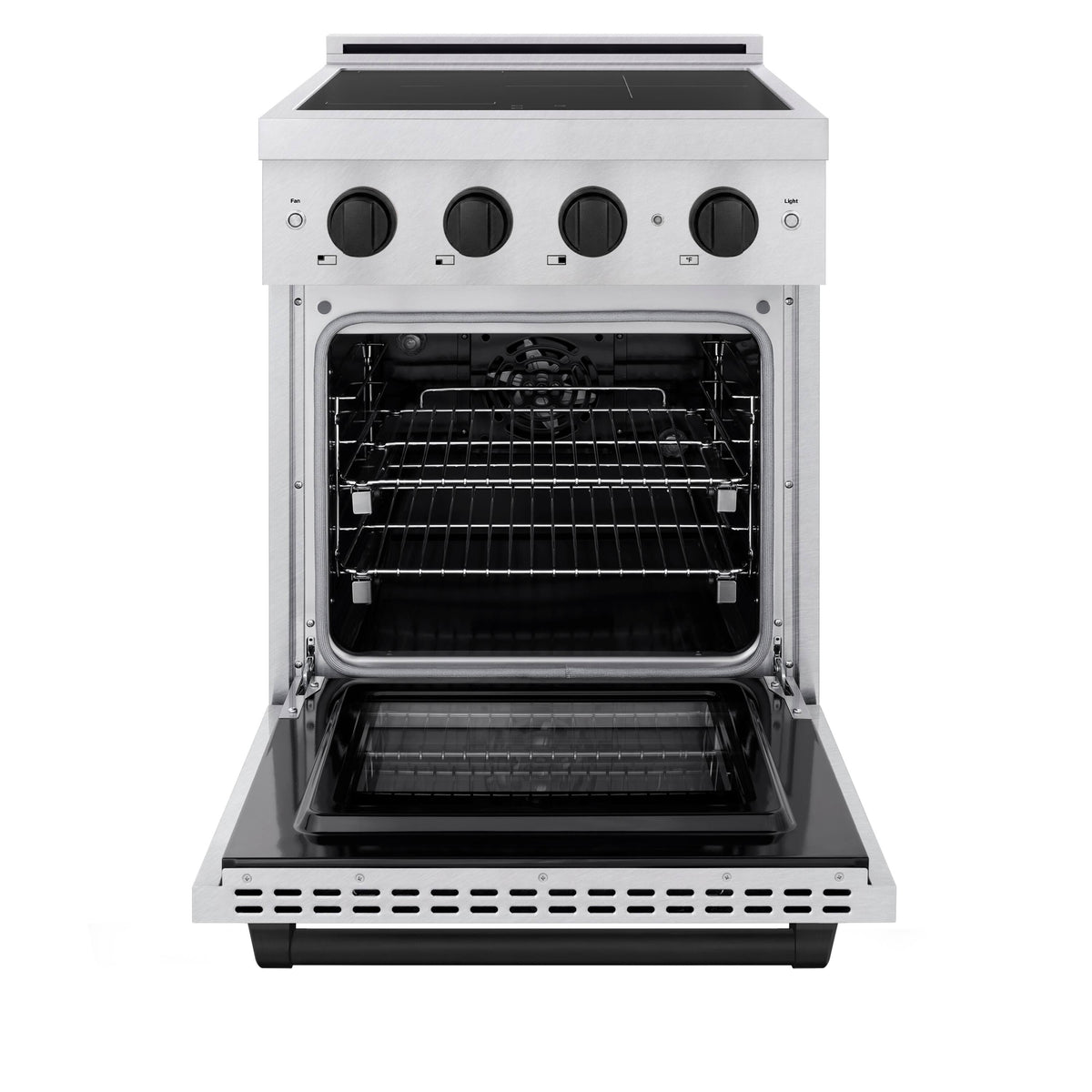 ZLINE - 24 in. Wide 3 Elements Autograph 3.2 cu. ft. Paramount Freestanding Induction Range in Satin Steel with Black Accents - Satin Stainless Steel